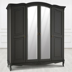 Шкаф 4 двери с зеркалом (la neige) черный 209.0x66.0x226.0 см.