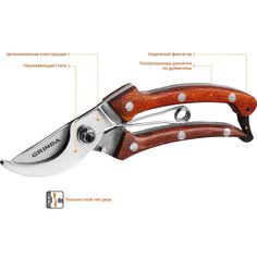 Секатор плоскостной цельнокованый GRINDA