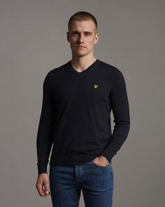 Джемпер с V-образным вырезом из хлопка и шерсти Lyle & Scott