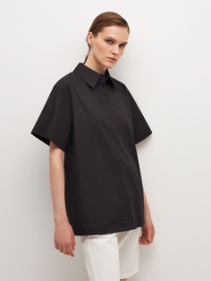 Рубашка оверсайз с короткими рукавами (черный, M) Sela