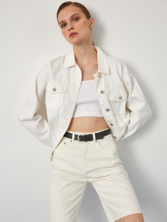 Белая джинсовая куртка оверсайз (белый, S) Sela