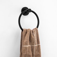 Держатель для полотенец, с кольцом, нержавеющая сталь, черный, Frap, F30204