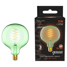 Лампы филаментные лампа филаментная GAUSS green flexible 5Вт Е27 LED 190Лм 1800К G125 шар