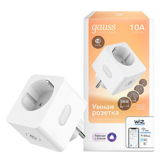 Умный разветвитель умная розетка GAUSS Smart Home 2300Вт 253В 10А IP20 c заземлением