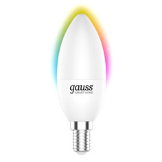 Умные лампочки лампа GAUSS Smart Home 5Вт Е14 LED 470Лм 2700/6500К С37 RGBW свеча дим