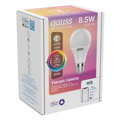 Умные лампочки лампа GAUSS Smart Home 8,5Вт E27 LED 806Лм 2700/6500К A60 RGBW диммиро