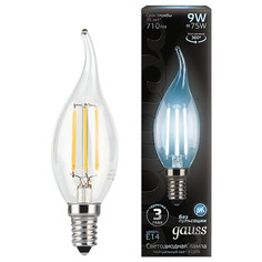Лампы светодиодные лампа филаментная GAUSS 9Вт E14 LED 710Лм 4000К свеча на ветру