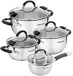 Набор 8 предметов Vensal Magique из 3 кастрюль 1,8л(18см), 2,5л(20см), 4,5л (24см), ковша 1,3л(16см) VS1525