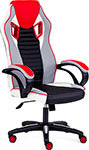 Игровое компьютерное кресло Tetchair PILOT, кож/зам/ткань, черный перфорированный/св.серый/красный, 36-6/06/TW-14/36-161 (15288)