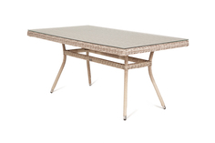 Плетеный стол латте (outdoor) бежевый 160x75x90 см.