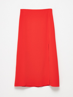 Юбка миди с разрезом (красный, XS) Sela