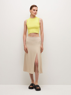 Юбка миди с разрезом (бежевый, M) Sela