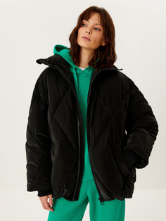 Короткая стеганая куртка с бархатным эффектом (черный, M) Sela