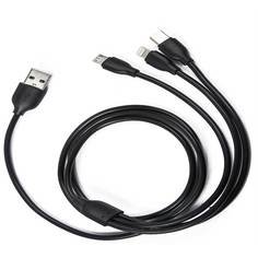 Дата-кабель mobility 3в1, USB – microUSB + Lightning + Type-C, 2A, черный УТ000022586