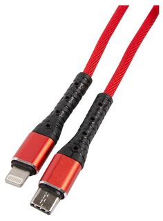 Дата-кабель mObility Type-C - Lightning, 3А, тканевая оплетка, красный УТ000024530