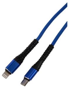 Дата-кабель mObility Type-C - Lightning, 3А, тканевая оплетка, синий УТ000024528