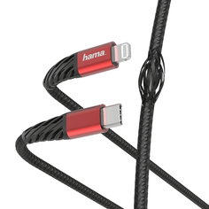 Кабель Hama 00183294 Lightning USB Type-C (m) 1.5м черный/красный