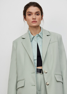 Жакет удлиненный однобортный NICEONE [Оливковый, S]