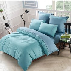 Постельное белье 2-спальное, простыня 220х240 см, 2 наволочки 70х70 см, 2 наволочки 50х70 см, пододеяльник 180х215 см, Karteks, сатин, SO150