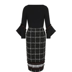 Приталенное платье-миди из смеси хлопка и шерсти Roland Mouret