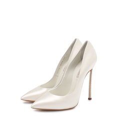Атласные туфли на декорированной шпильке Blade Casadei