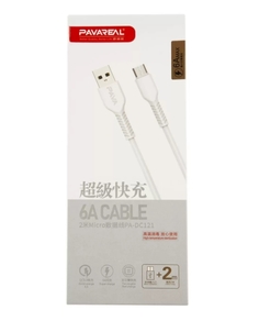 Дата-кабель PAVAREAL PA-DC121, USB - Micro-USB, 6A, 2 метра, белый