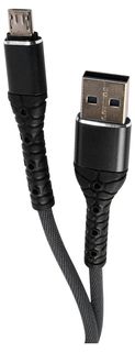 Дата-кабель mObility USB – microUSB, 3А, тканевая оплетка, черный УТ000024532