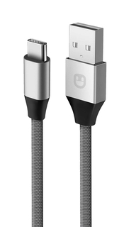 Дата кабель Unico type-С - USB, 2,1А, 480 Мбит/с, нейлон, металл, 1м, серый DCTYPECUNC