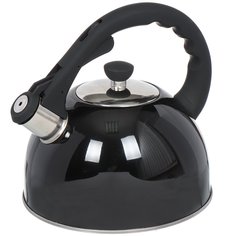 Чайник нержавеющая сталь, 3 л, со свистком, ручка с силиконовым покрытием, Daniks, индукция, черный, MSY-066B