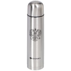 Термос нержавеющая сталь, 1 л, узкая горловина, Daniks, колба нержавеющая сталь, серебристый, SL-100Z