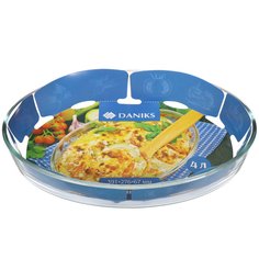 Форма для выпечки стекло, 27.6х39.1х6.7 см, 4 л, овальная, Daniks, HSAP40LT