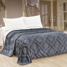 Плед 1.5-спальный, 150х200 см, велсофт, 100% полиэстер, Cleo, Парма, темно-серый, 150/098-OP