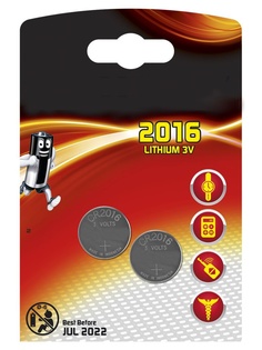 Батарейка CR2016 - Energizer Lithium 3V (2шт) E301021901 / 11654