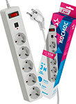 Сетевой фильтр Космос 3 м 5 гнезд 2 USB разъема, белый