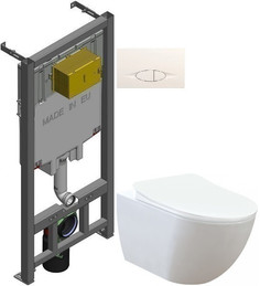 Комплект подвесной унитаз Creavit Free FE322-11CB00E-0000 + KC0903.02.0000E + система инсталляции Jacob Delafon E29025-NF + E29026-01R