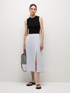 Юбка миди с разрезом (голубой, S) Sela