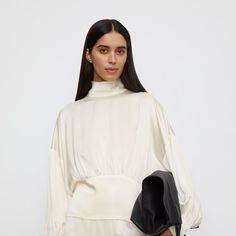 Блуза из шелка Mulberry с объемными рукавами 12 STOREEZ