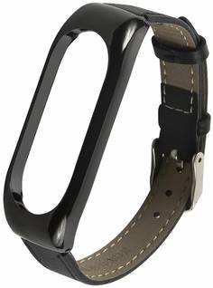 Ремешок Red Line кожаный для Xiaomi Mi Band 5/ Mi Smart Band 6, черный УТ000022706