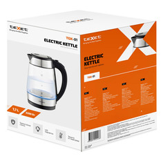 Чайники чайник TEXET TGK-01 2200Вт 1,7л стекло серебристый