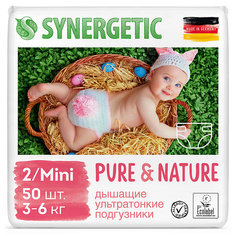 Детские подгузники Pure&Nature (3-6 кг) дышащие ультратонкие 42 МЛ Synergetic