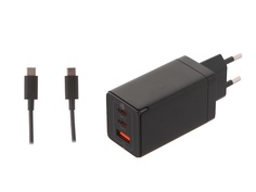 Зарядное устройство Baseus GaN3 Pro Fast Charger 2C+U 65W EU + кабель Type-C Black CCGP050101