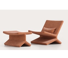 Кресло с табуретом plain armchair (bino-home) оранжевый 80x72x79 см.