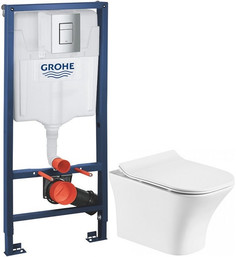 Комплект подвесной унитаз Orange C02-100W + система инсталляции Grohe 38772001