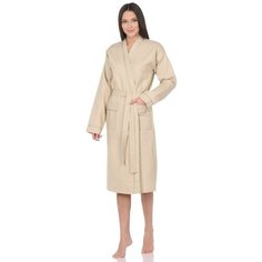 Халат вафельный Home One с кантом 54 бежевый