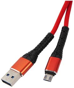 Дата-кабель mObility USB – microUSB, 3А, тканевая оплетка, красный УТ000024531
