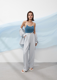 Брюки широкие со складками NICEONE [Серо-голубой, S]