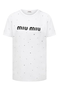 Хлопковая футболка Miu Miu