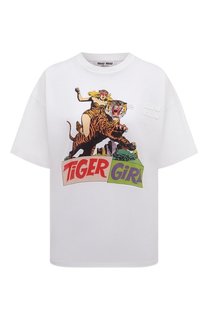 Хлопковая футболка Miu Miu