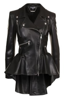 Приталенная кожаная куртка с удлиненной спинкой Alexander McQueen