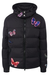Стеганая куртка с декоративными нашивками и капюшоном Valentino